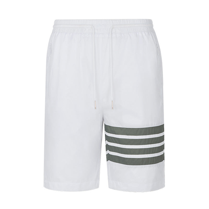Thom Browne Style Unisex Casual Sweatpants with Signature Four-Bar Detail