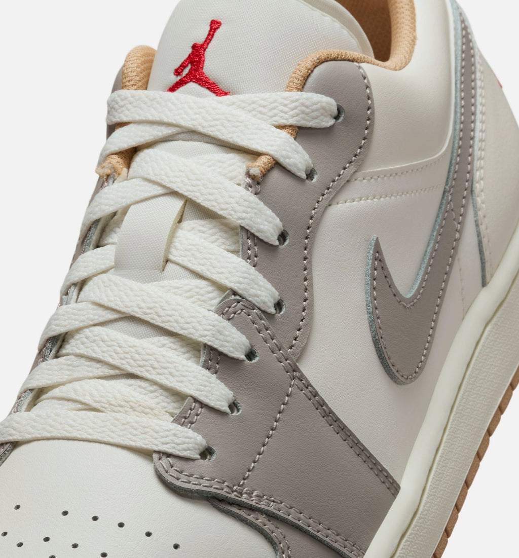 Air Jordan 1 Low Men's Lifestyle Shoes - Sail/Fire Red/College Grey/Hemp