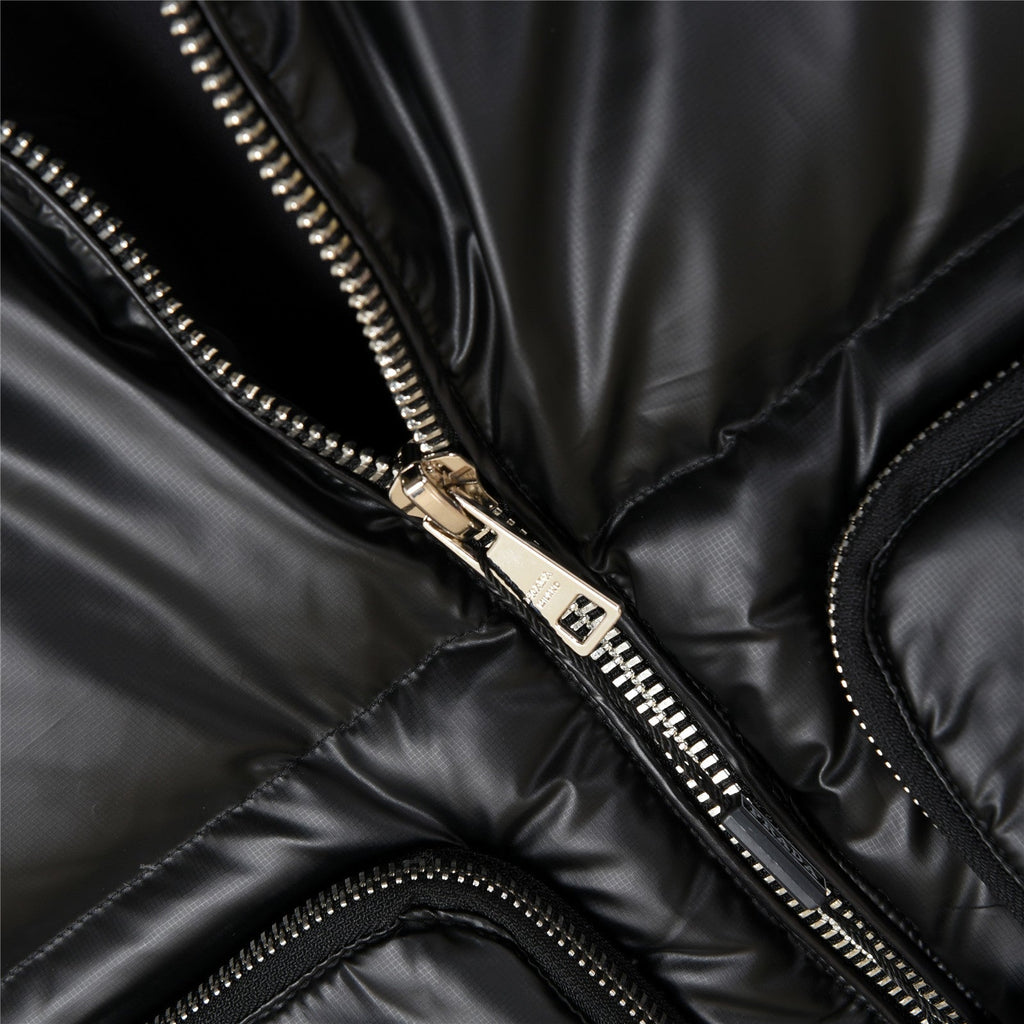 Prada Puffer Vest in Black with Stand Collar and Triangle Logo