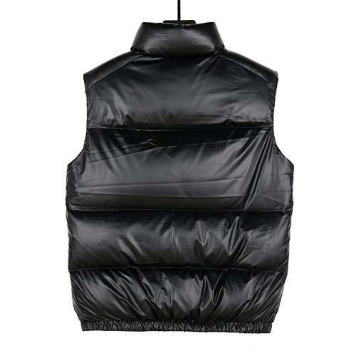 Prada Puffer Vest in Black with Stand Collar and Triangle Logo