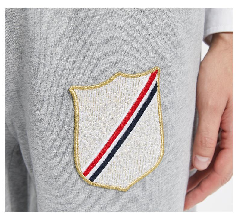 Thom Browne Style Unisex Casual Sweatpants with Signature Four-Bar Detail