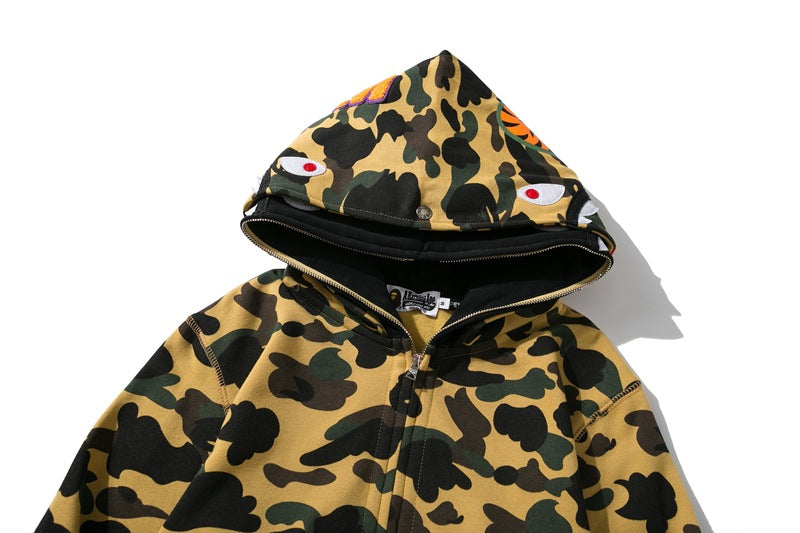BAPE Double-Hood Camo Shark Hoodie