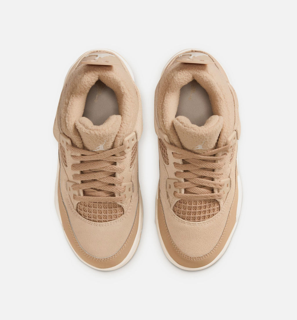 Air Jordan 4 Retro Cozy Girl | Preschool Lifestyle Shoe | Hemp/Light Orewood Brown