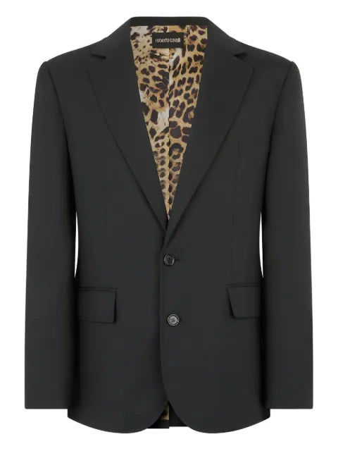 Roberto Cavalli leopard-print lining wool blazer