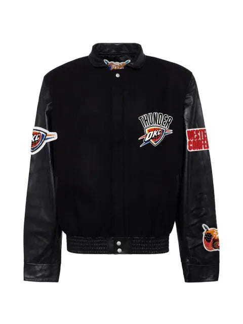 Jeff Hamilton logo-patch bomber jacket
