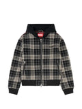 Diesel check-flannel bomber jacket with teddy interior