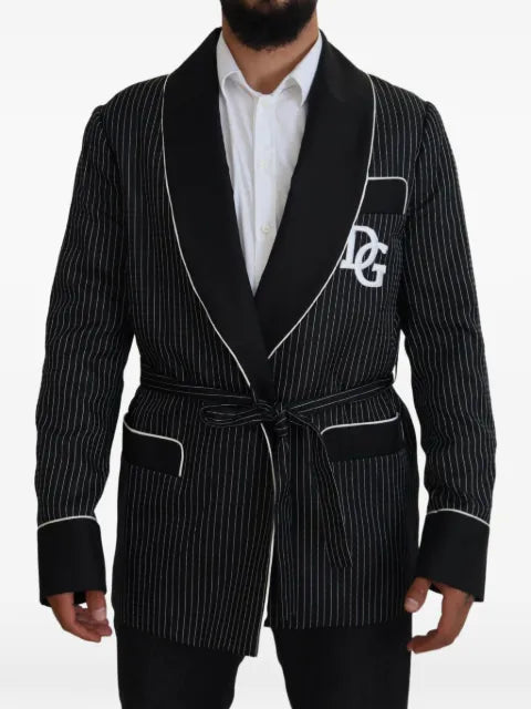 Dolce & Gabbana pinstripe DG-patch blazer