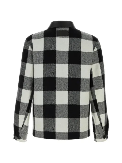 Givenchy checked overshirt in wool with leather collar
