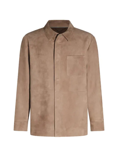 Canali suede chest-pocket jacket