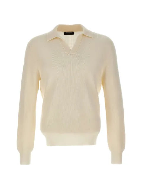 Gran Sasso ribbed-knit virgin wool polo-collar sweater