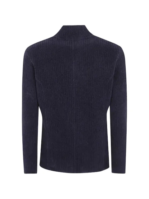 Emporio Armani signature Capsule Collection ribbed-knit jacket with an off-centre fastening