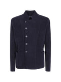 Emporio Armani signature Capsule Collection ribbed-knit jacket with an off-centre fastening