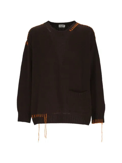 AMISH whipstitch-trim patch-pocket sweater