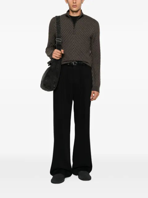 Emporio Armani chevron-knit quarter-zip sweater