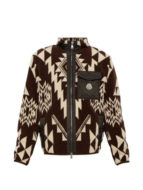 Moncler geometric-pattern fleece sweater