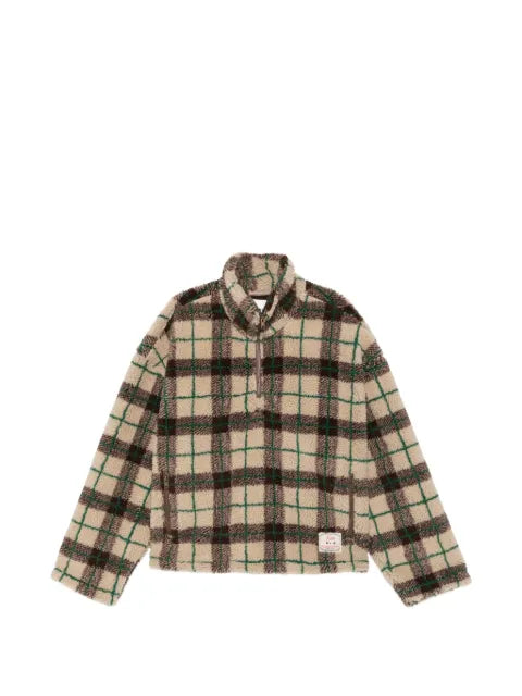 FOUND plaid-pattern half-zip fleece sweatshirt
