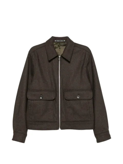 Paul Smith brown wool-blend cropped patch-pocket jacket