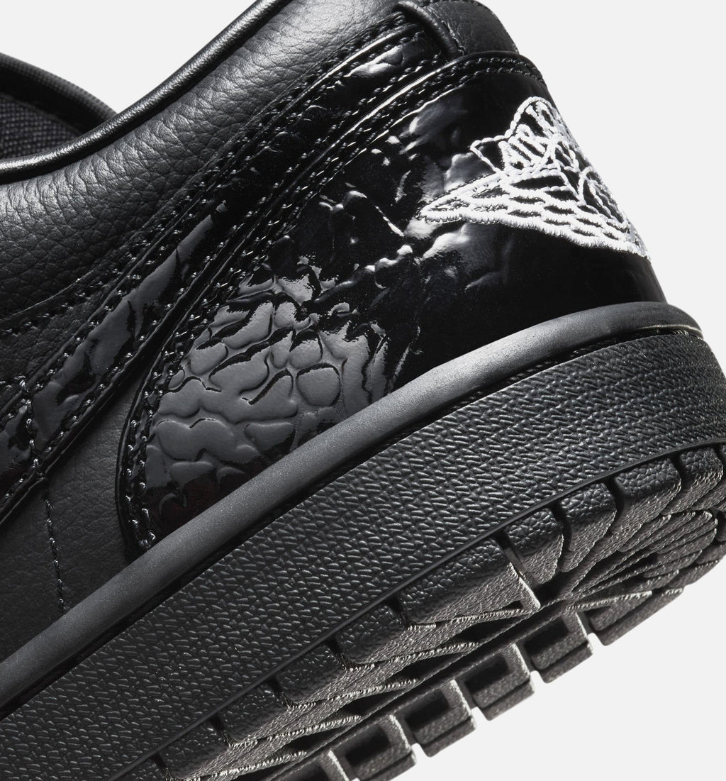 Air Jordan 1 Low Patent Elephant Women's Lifestyle Shoes - Black/Black/White/Metallic Silver
