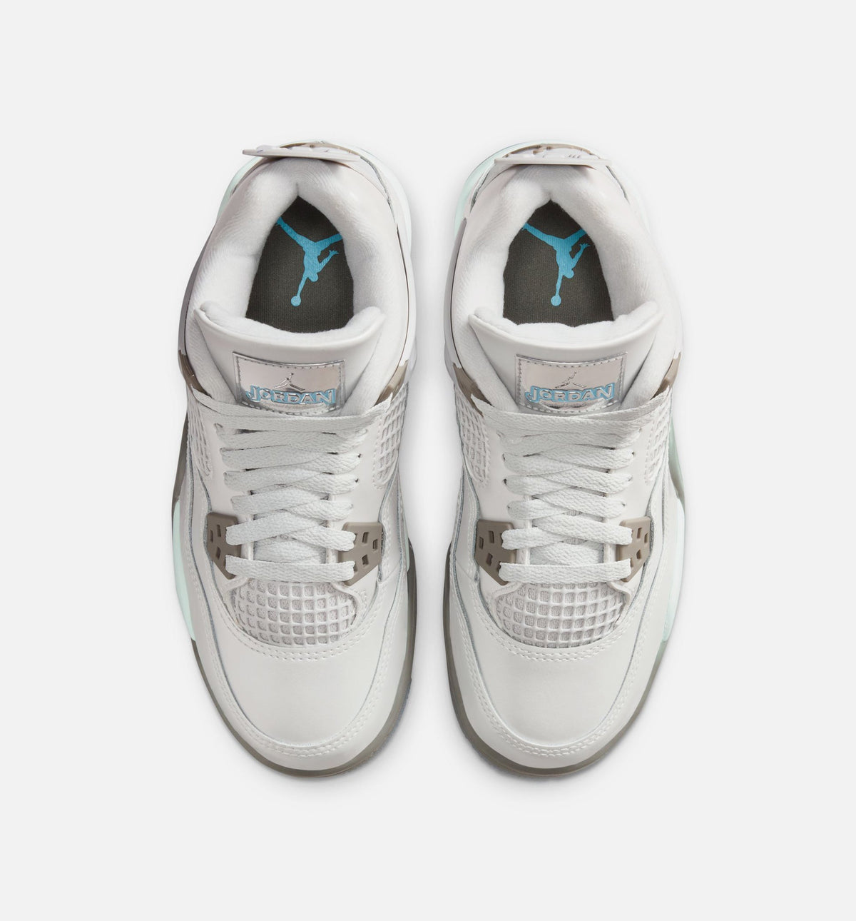Air Jordan 4 Retro Grade School Lifestyle Shoe - Photon Dust/Blue Chill/Flat Pewter/White/Blue Tint