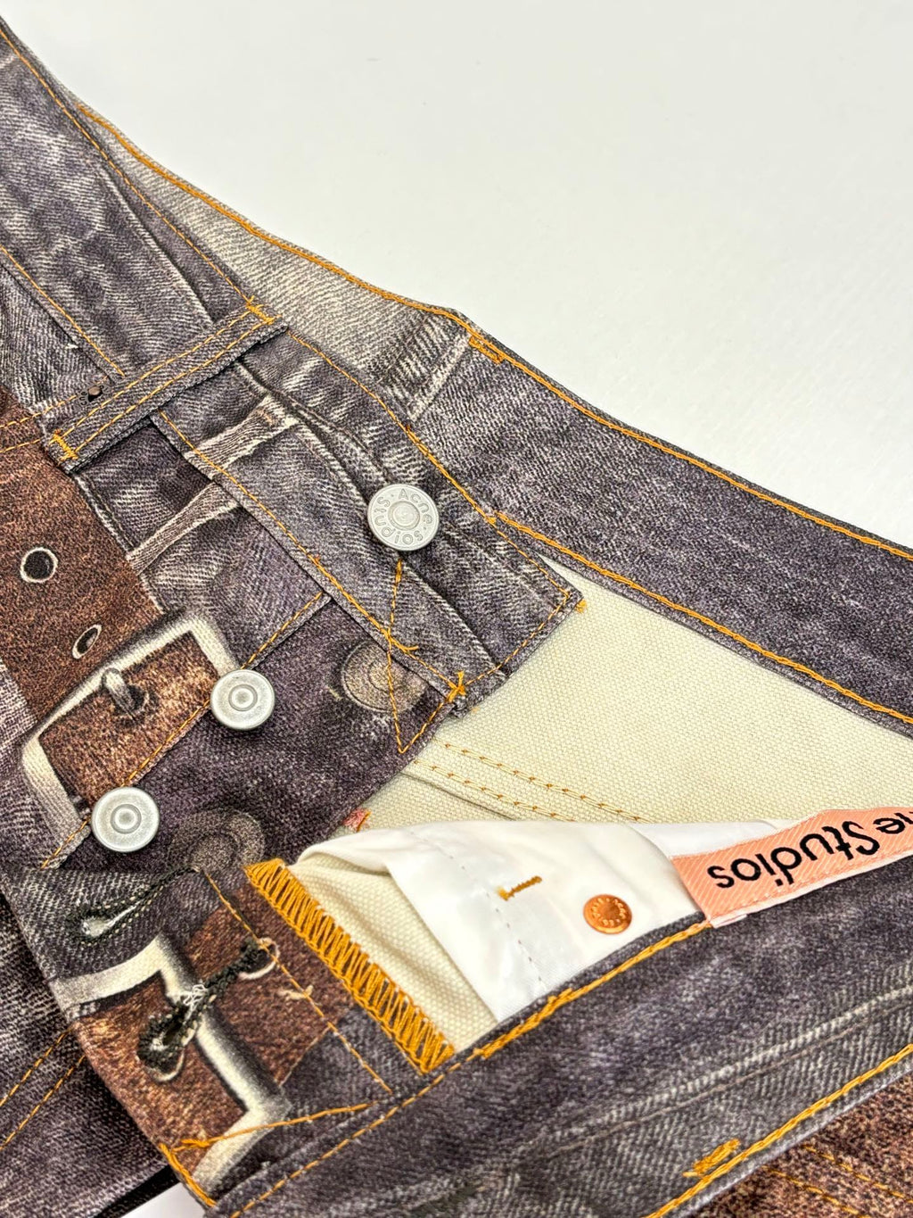 Acne Studios Multi‑Texture Washed Wide‑Leg Jeans