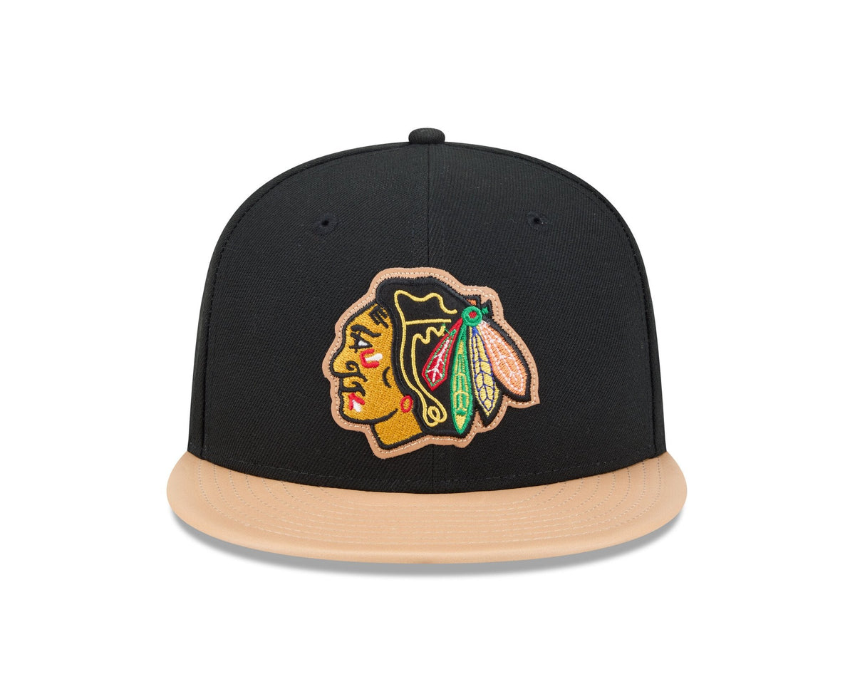 New Era 5950 Chicago Blackhawks Leather Visor Fitted Hat
