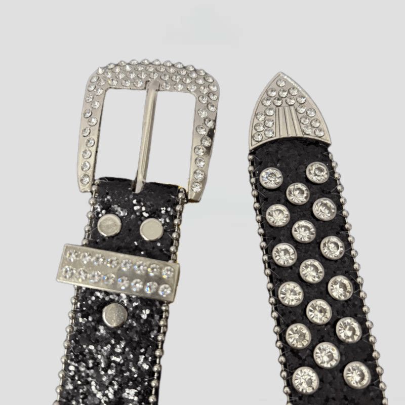 Y2K Western Punk Rhinestone Belt Skull Inlaid Sparkling Hip Hop Waist