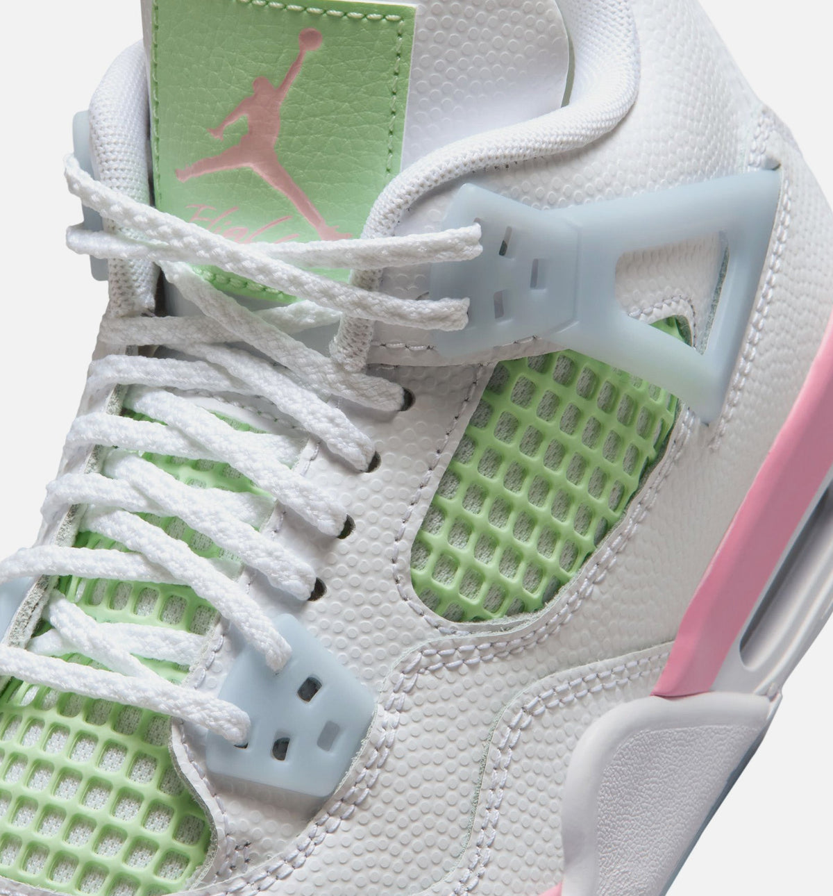 Air Jordan 4 Retro Medium Soft Pink Grade School Lifestyle Shoes - White/Soft Pink/Light Blue