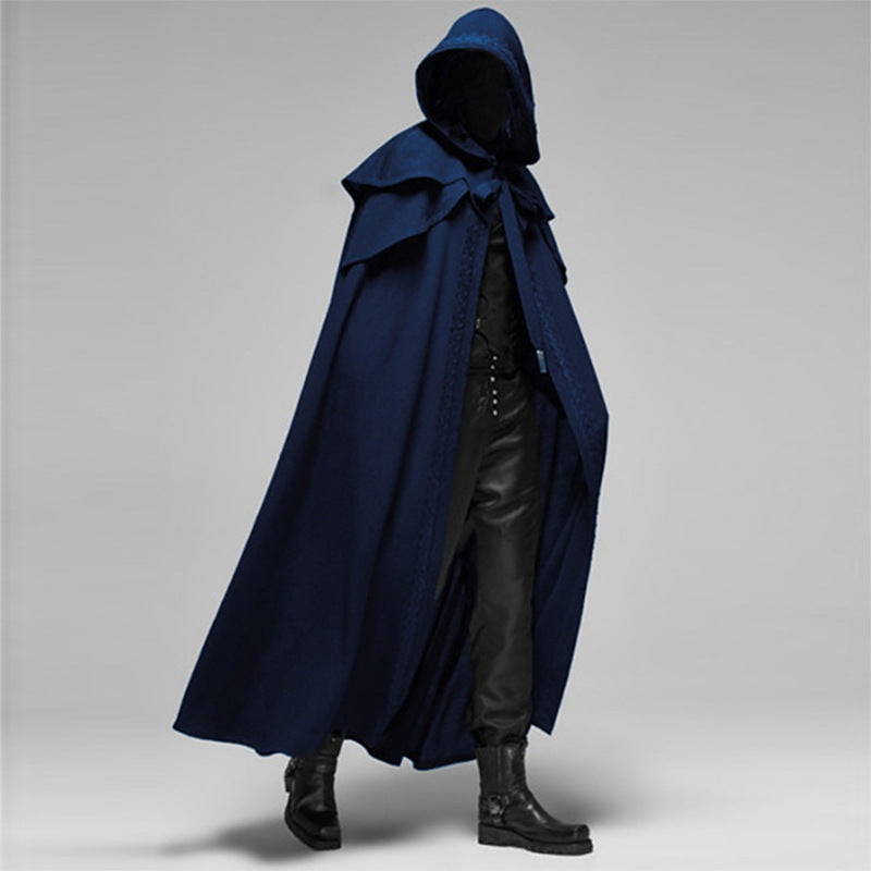 Halloween Men Gothic Hooded Cape Medieval Long Cloak Multi‑Color Party