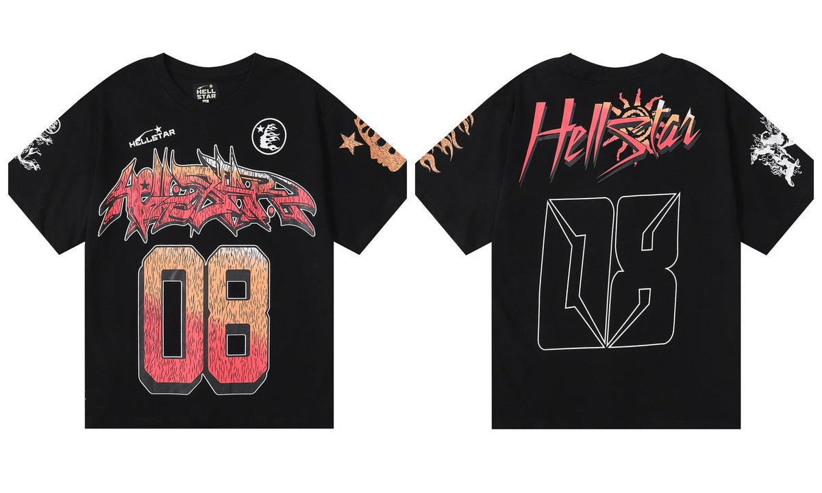 Hellstar Series Vintage Graphic Print Loose Unisex Streetwear T-Shirt