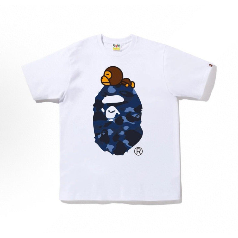 BAPE Ape Head Shark Print Loose Casual Unisex Short Sleeve T-Shirt