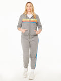 5 STRIPE ZIP HOODIE GREY
