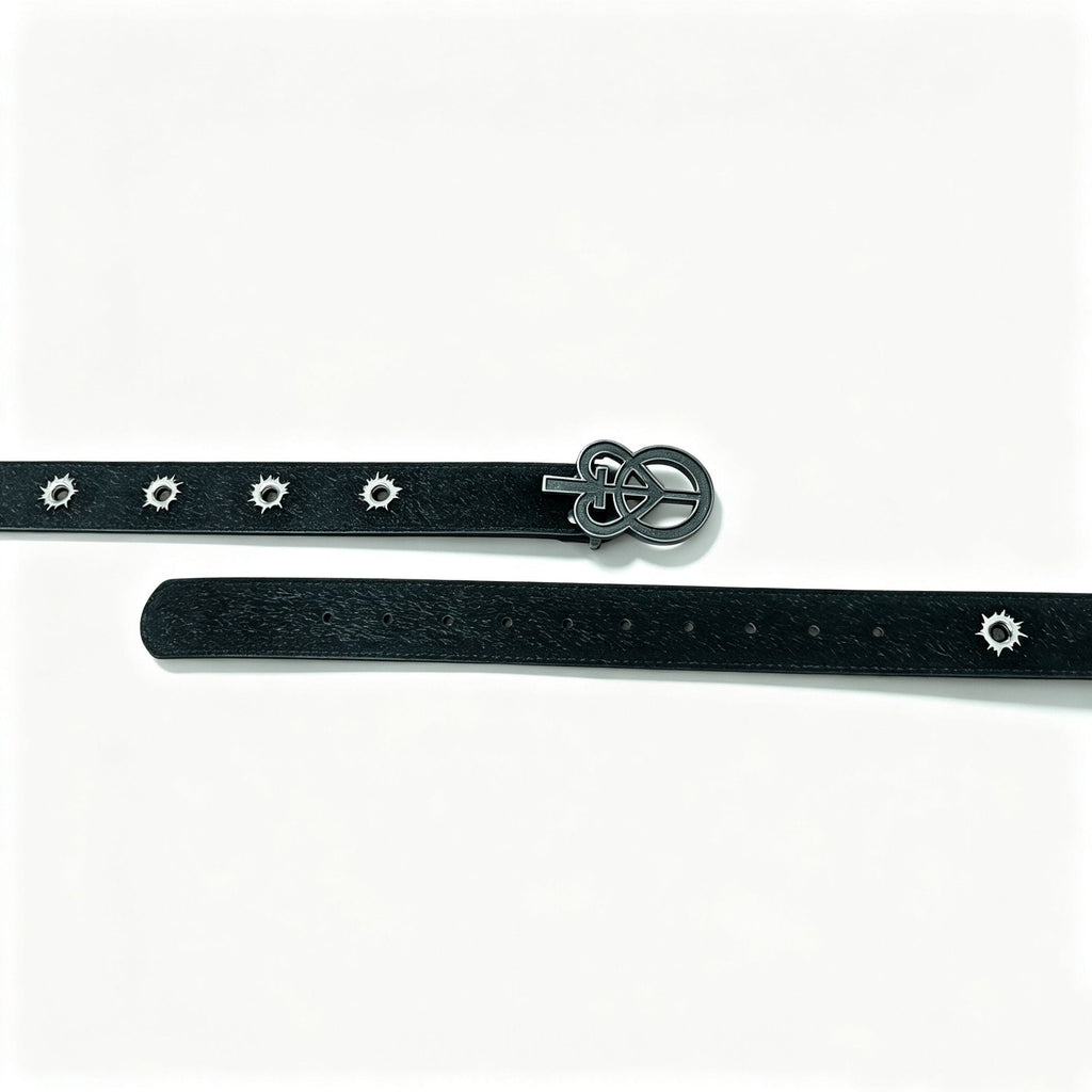 Punk Sunburst Eyelet Belt Vintage Symbol Buckle Faux Horsehair Waist