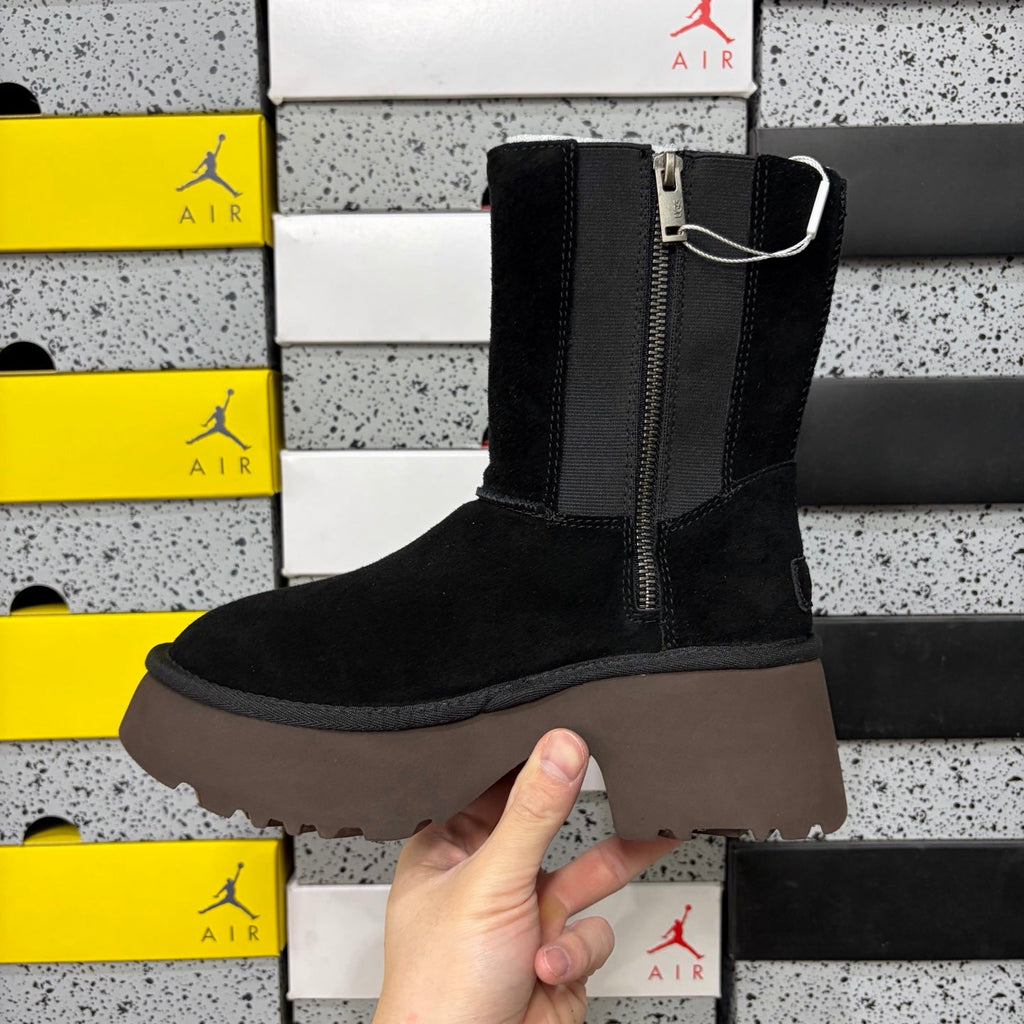 UGG Classic Quilted Platform Boot – Women's Mid-Height Suede Boot in Black