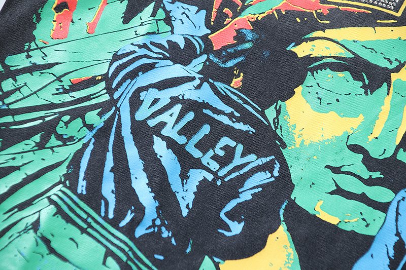 VALE USA Washed Black Rhinestone Graphic T-Shirt