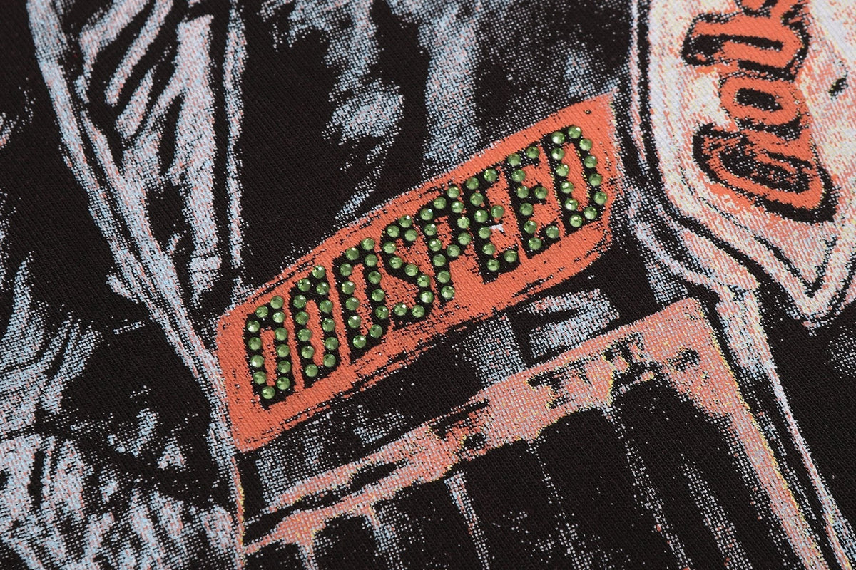 Godspeed Distressed Rhinestone Graphic T-Shirt