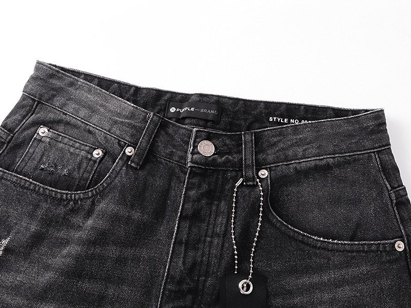 Purple Brand Black Distressed Ripped-Knee Jeans