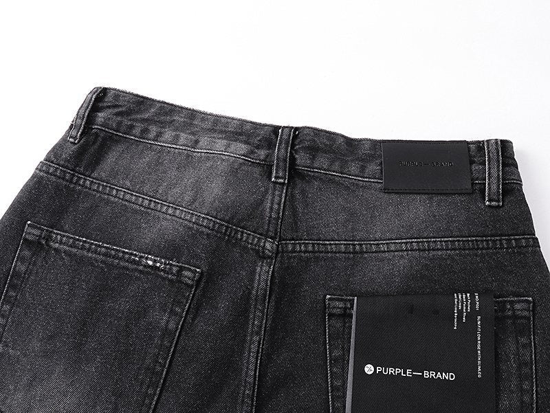 Purple Brand Black Distressed Ripped-Knee Jeans