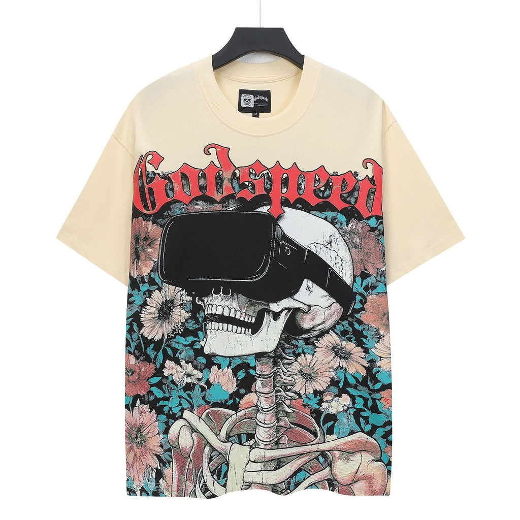 Godspeed Skull & Floral Graphic T-Shirt