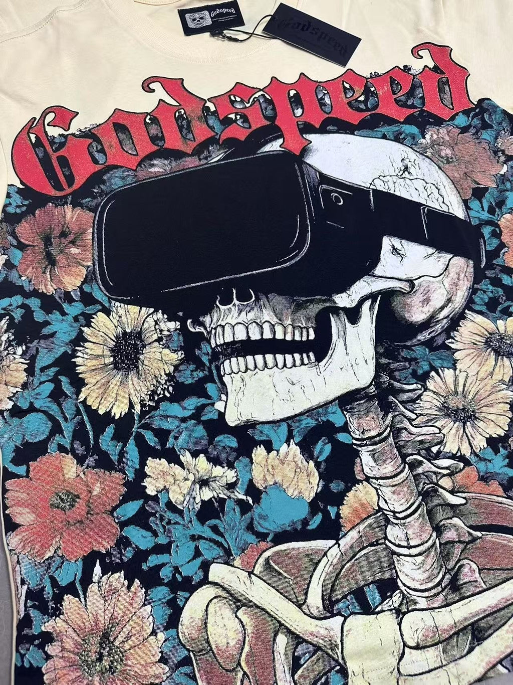 Godspeed Skull & Floral Graphic T-Shirt