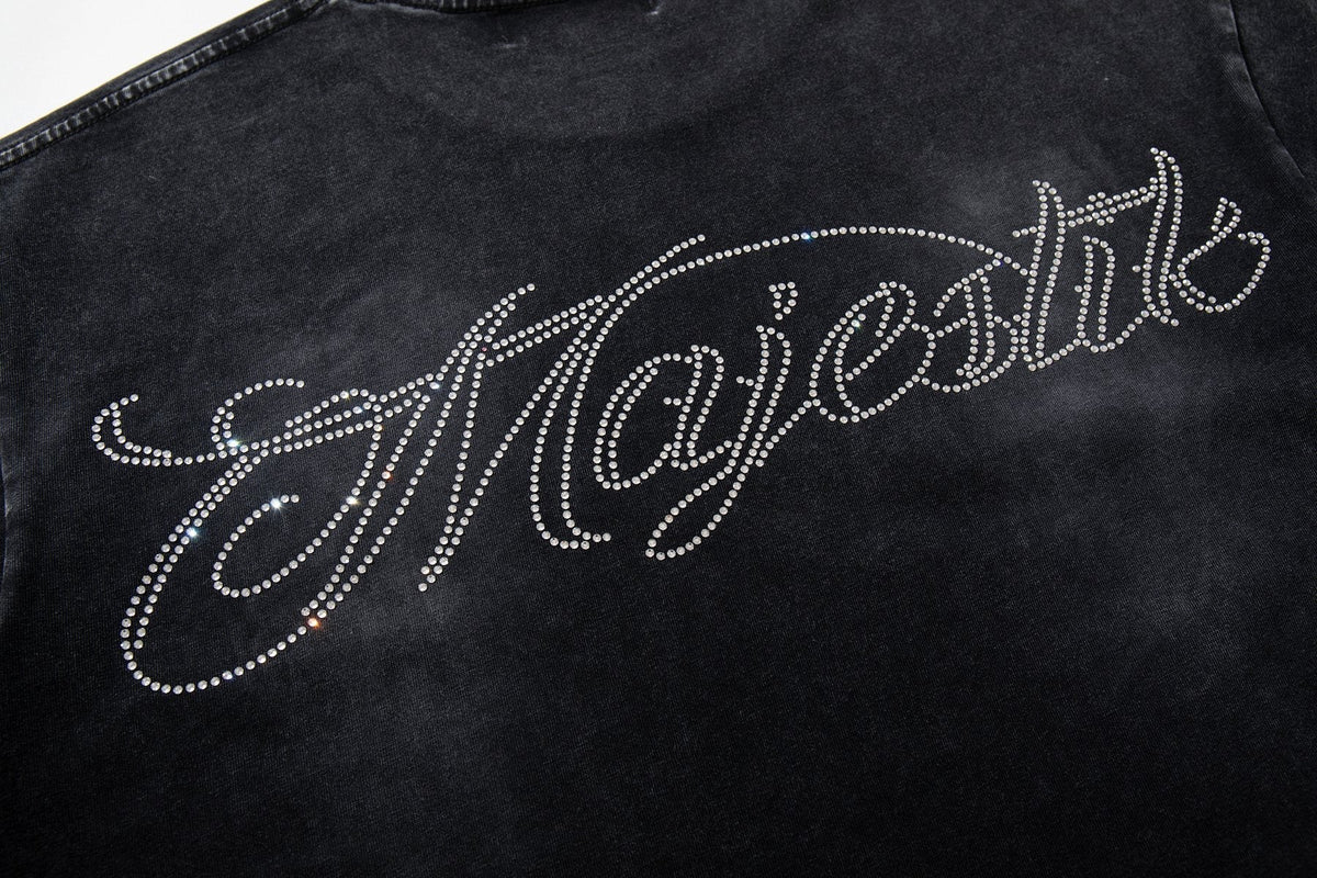MAJESTIK Washed Black Graphic T-Shirt