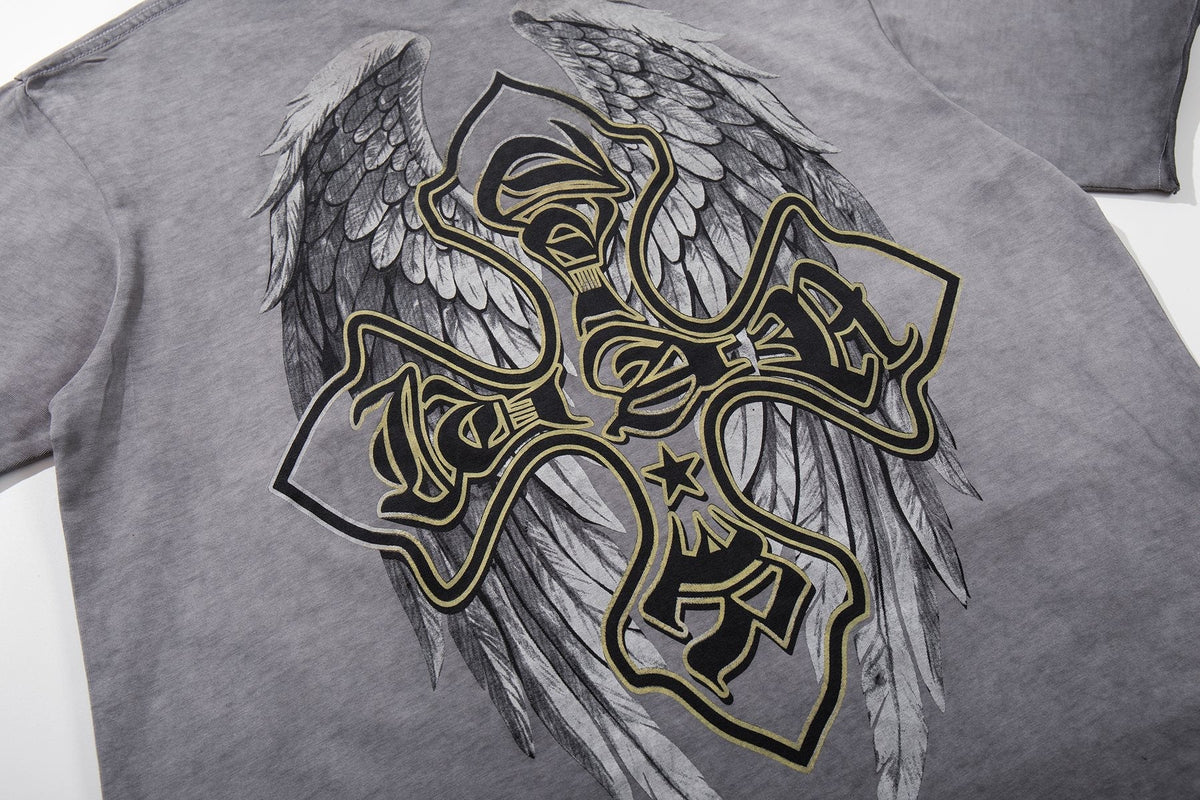 MAJESTIK Winged Cross Graphic T-Shirt