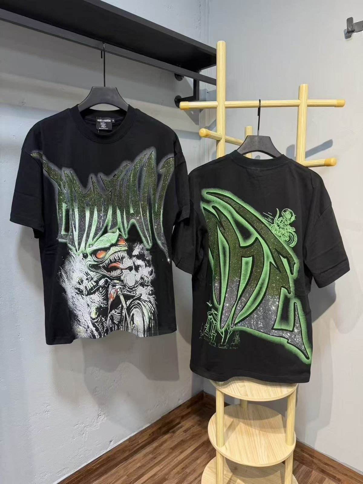 MIXED EMOTION Motorcycle Graffiti Graphic T-Shirt