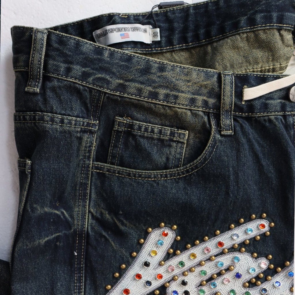 VALE Sports Division Embellished Wide-Leg Jeans