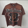 Triple Sevens Brown Front & Back Graphic T-Shirt