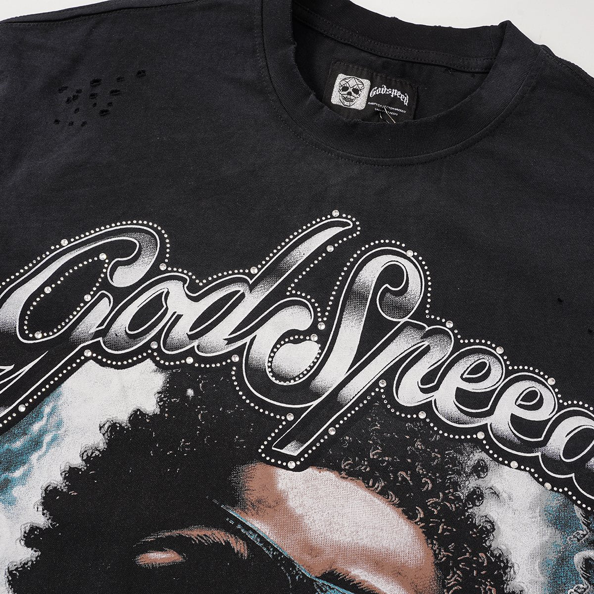Godspeed Portrait Skull Distressed Short-Sleeve T-Shirt