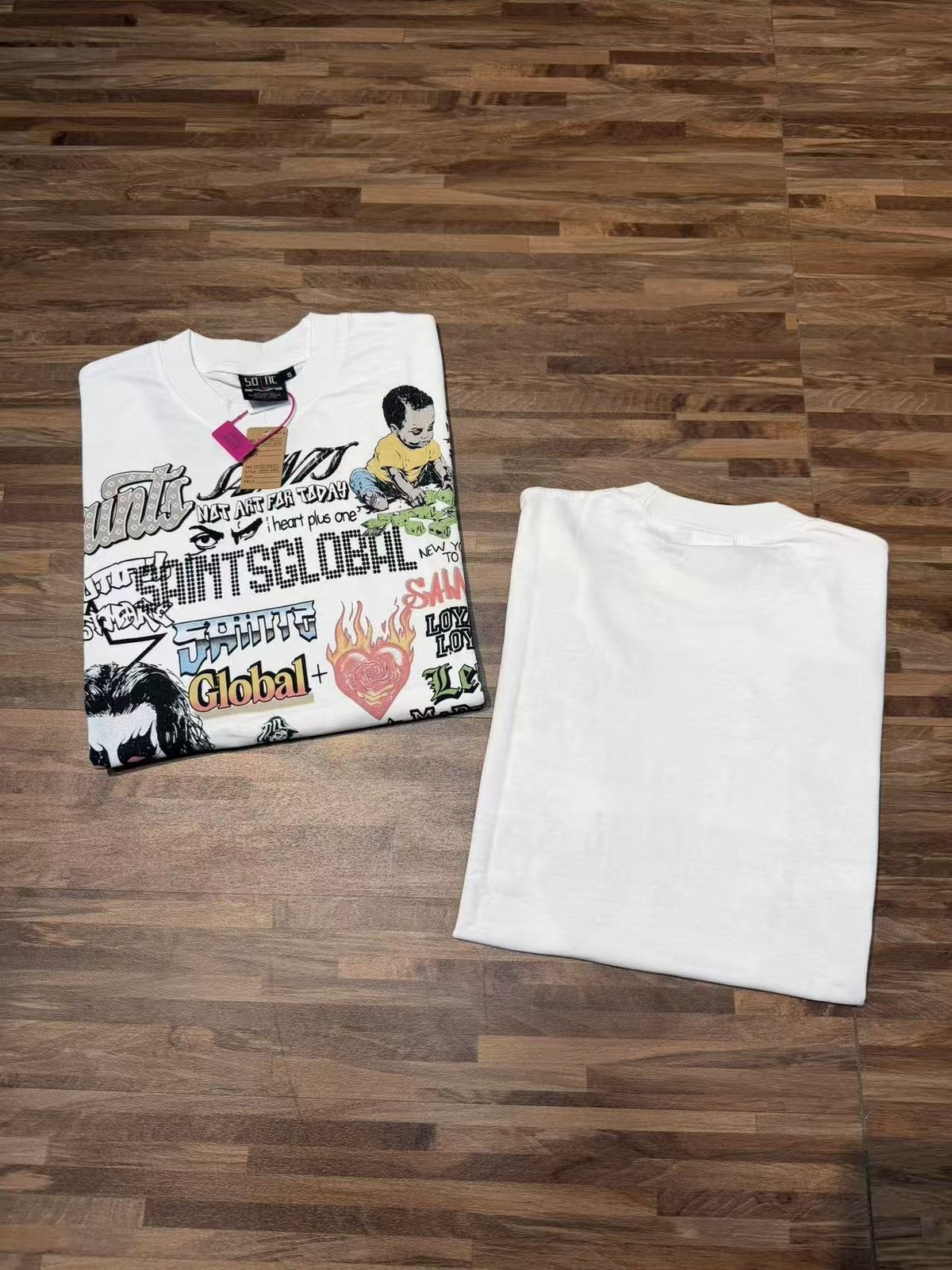 SAINT White Collage Graphic Short-Sleeve T-Shirt