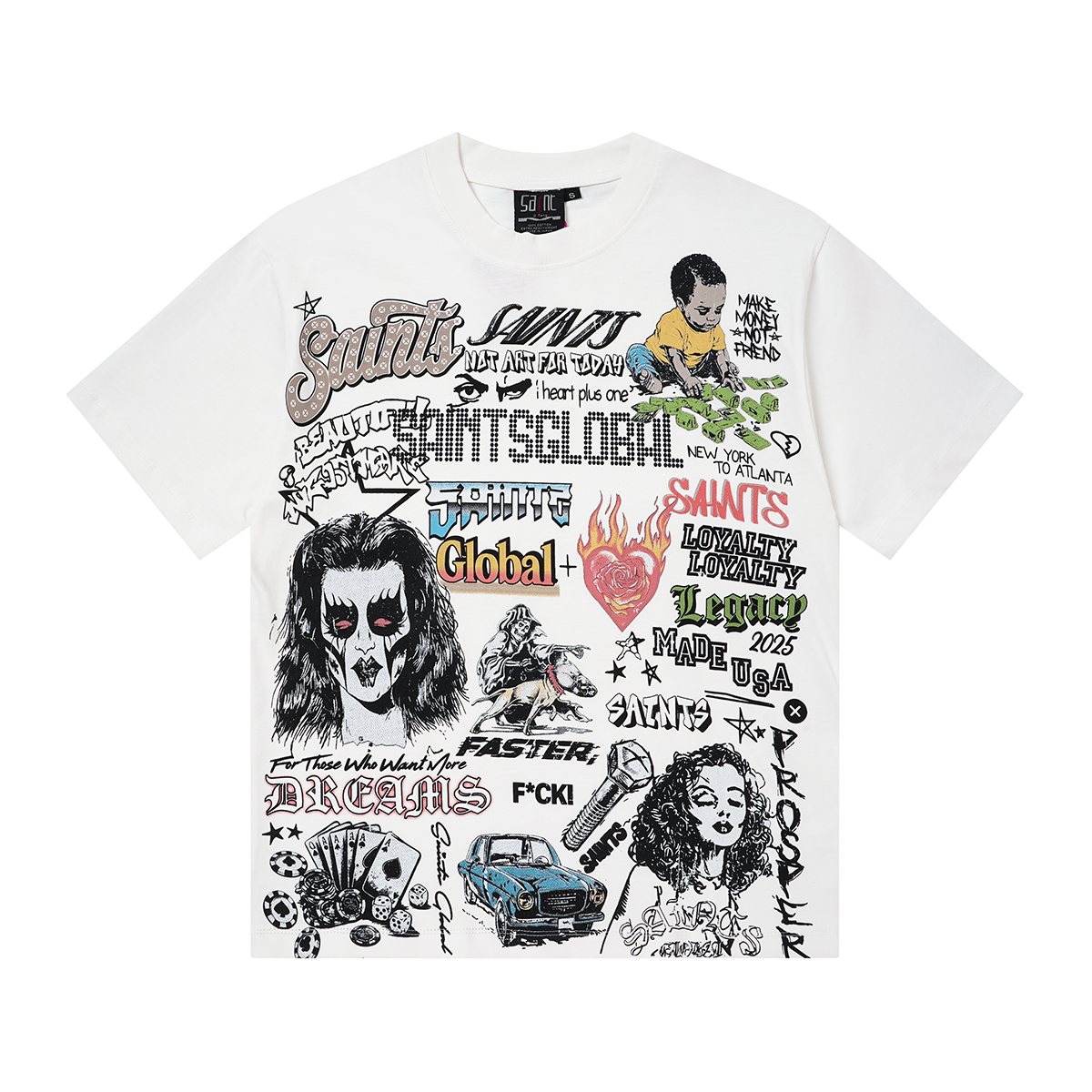 SAINT White Collage Graphic Short-Sleeve T-Shirt