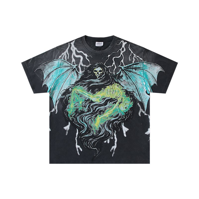VALE USA Grim Reaper Graphic T-Shirt - Charcoal Black