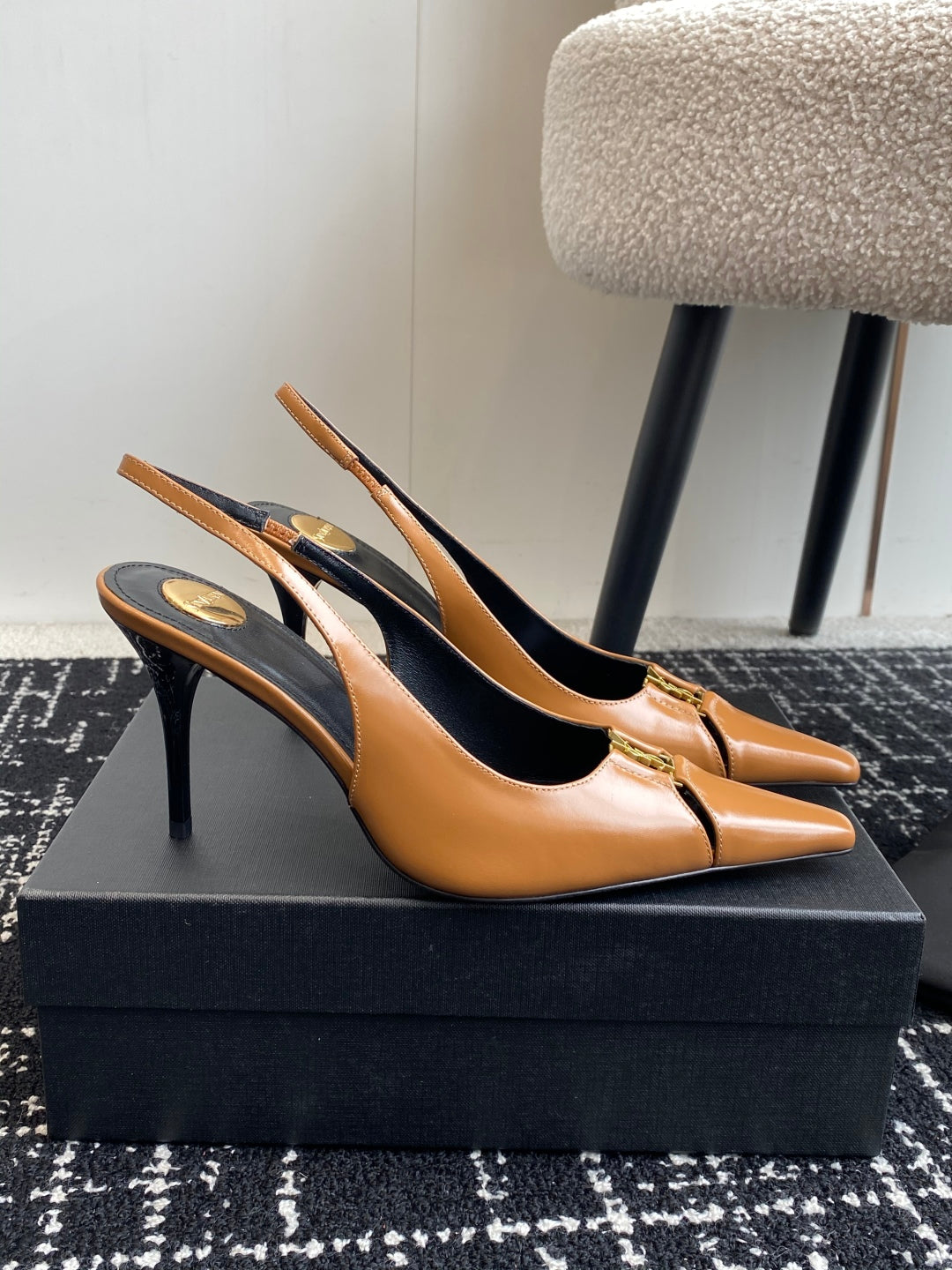 Saint Laurent Square-Toe YSL Buckle Pumps – 25SS