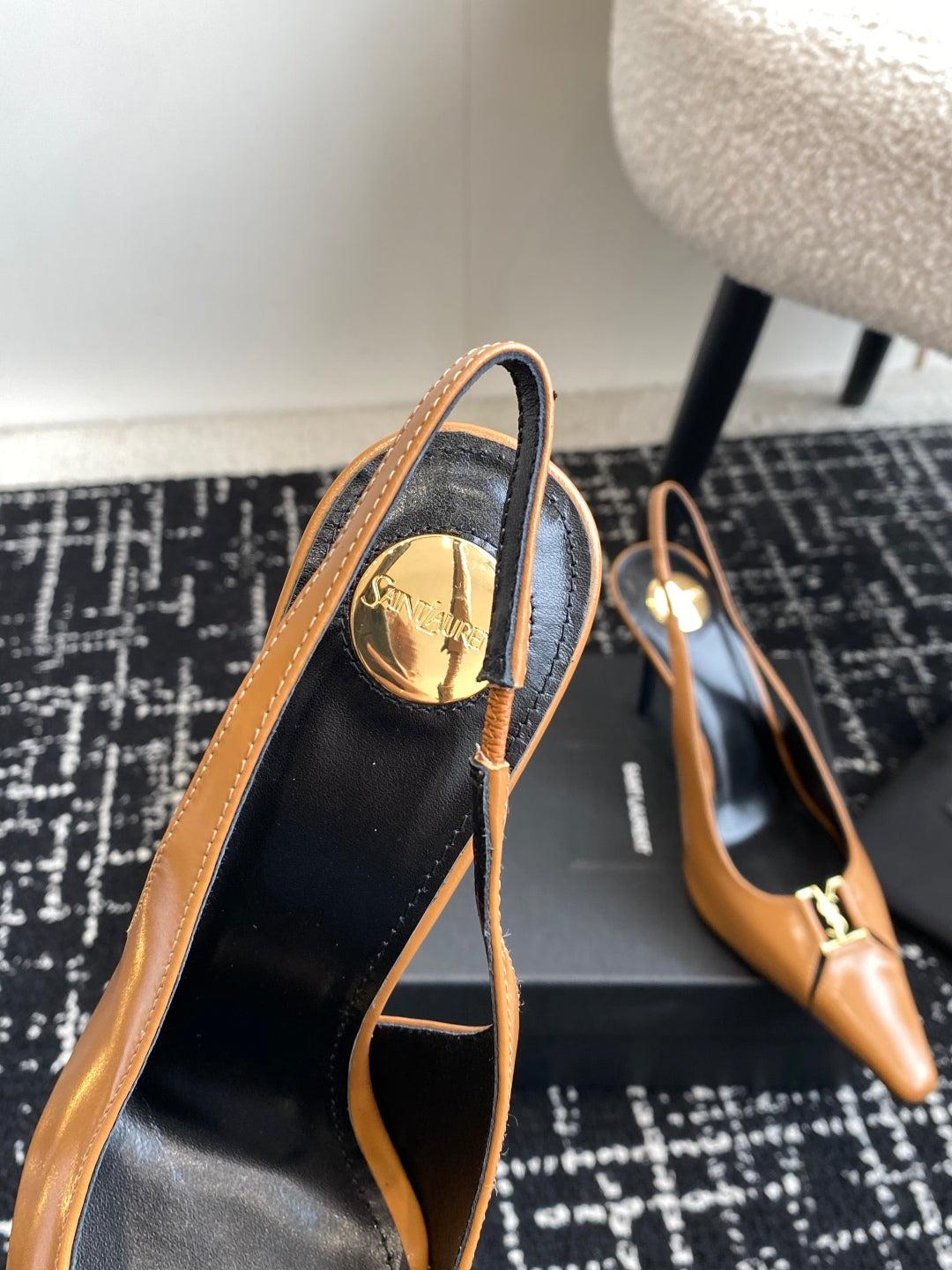 Saint Laurent Square-Toe YSL Buckle Pumps – 25SS